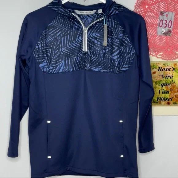 NWT Boy's Peter Millar Weld Hybrid 1/4 Zip Hoodie Navy Size Large - Picture 5 of 12
